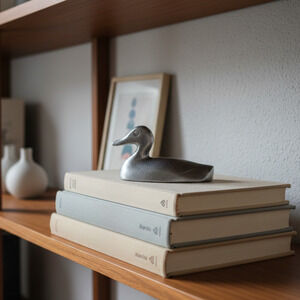 Mini Mid Century Aluminum Duck | 1960s Modernist Silver Sculpture
